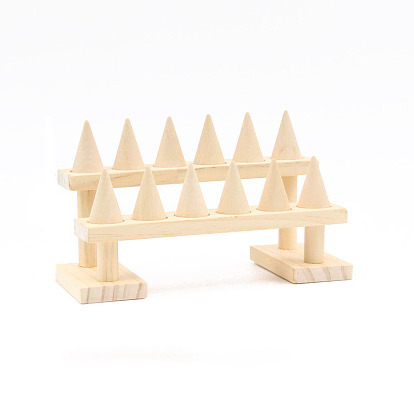 2-ярусные 12-слотовые деревянные подставки для пальцевых колец, кольцевая подставка-органайзер с 12шт деревянными держателями конусов дисплея