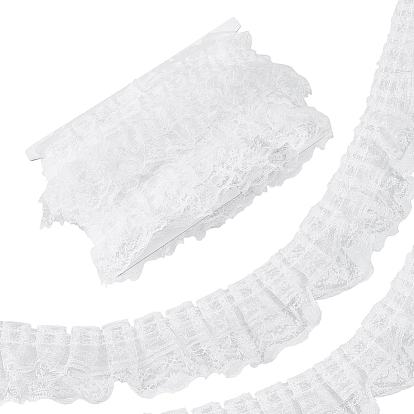 1Pc Organza Flower Lace Ribbon, Flower Trimming for Wedding Dress Decoration, 1Pc Thread Bobbins White Cards