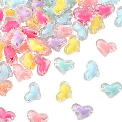 80 шт прозрачные акриловые бусины, бусина в бусине, сердце