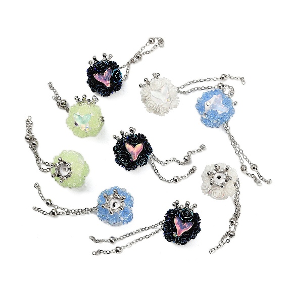 Бусины-кисточки ручной работы из полимерной глины со стразами, ручка фокусные бусины, цветок розы, с кабошоном в форме рыбьего хвоста и заводной головкой из сплава