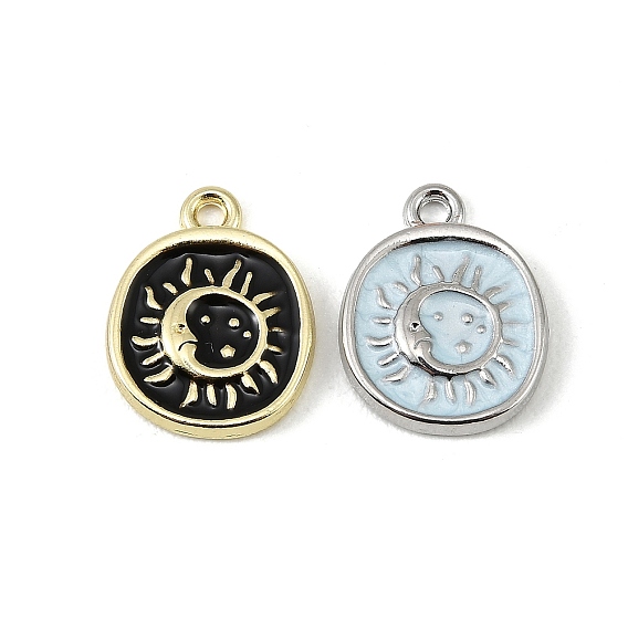 Подвески из эмали и сплава, плоский круглый с подвесками в виде солнца и луны, долговечный, стойки покрытие