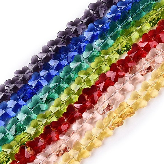 Transparent Glass Beads Strands, Butterfly, Faceted