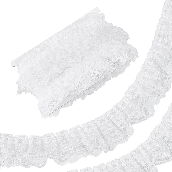 1Pc Organza Flower Lace Ribbon, Flower Trimming for Wedding Dress Decoration, 1Pc Thread Bobbins White Cards