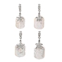 4Pcs 4 Styles Ocean Natural Nucleated Baroque Keshi Pearl Rectangle European Dangle Charms, Brass Micro Pave Cubic Zirconia Sea Animals Large Hole Pendants, Platinum