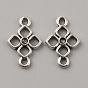 10Pcs Tibetan Style Alloy Connector Rhinestone Settings, Clover