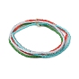 Seed Beads Multi-strand Stretch Bracelets for Women, with Brass Linking Rings