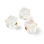 Transparent Acrylic Pendants, with Iron and Alloy Finding, Cube