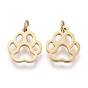 Ion Plating(IP) 304 Stainless Steel Pet Charms, Laser Cut, with Jump Ring, Dog Footprint