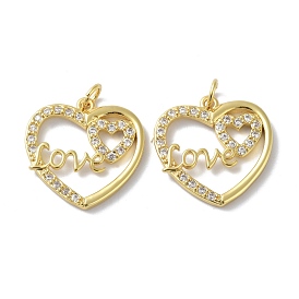 Bronce colgantes cúbicos del zirconia, larga duración plateado, con anillo de salto, corazón con el amor
