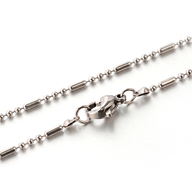 304 Stainless Steel Ball Chain Necklaces, with Lobster Claw Clasps, 17.7 inch(450mm), 1.5mm