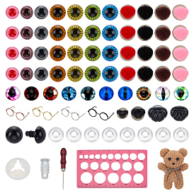 Наборы для изготовления кукол своими руками, Ремесла пластмассовые глаза куклы, Чучела игрушечных глаз, латунные оправы для очков, пластиковые защитные носики, Кабошоны из стекла