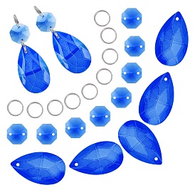 Gorgecraft DIY Shining Faceted Pendant Making Kits, Including Octagon Glass Rhinestone Links, Octagon Glass Pendants, Iron Split Rings