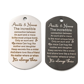 201 Stainless Steel Pendants, Message Charms, Oval with Word Aunts & Nieces Charms