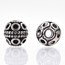 Perles en alliage de style tibétain, ronde, sans cadmium et sans plomb