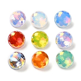 K9 GLass Rhinestone Cabochons, Faceted, Pointed Back & Back Plated, Half Round