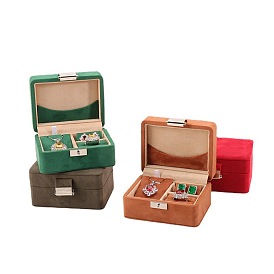 Rectangle Velvet Jewelry Set Storage Organizer Boxes, for Earrings, Rings, Necklaces