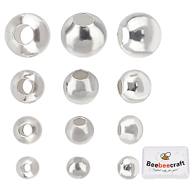 40 Stück 4 Stil 925 Sterling Silber Perlen, Runde