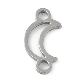 304 Stainless Steel Connector Charms, Hollow Moon Links