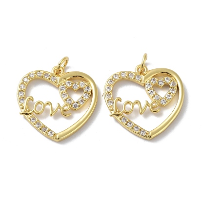 Bronce colgantes cúbicos del zirconia, larga duración plateado, con anillo de salto, corazón con el amor