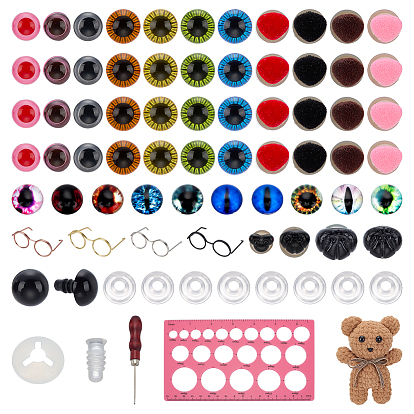 Наборы для изготовления кукол своими руками, Ремесла пластмассовые глаза куклы, Чучела игрушечных глаз, латунные оправы для очков, пластиковые защитные носики, Кабошоны из стекла