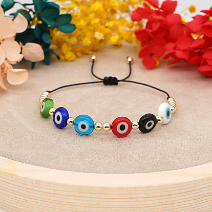 Ethnic Style Acrylic Beaded Bracelet with Evil Eye Charm for Women