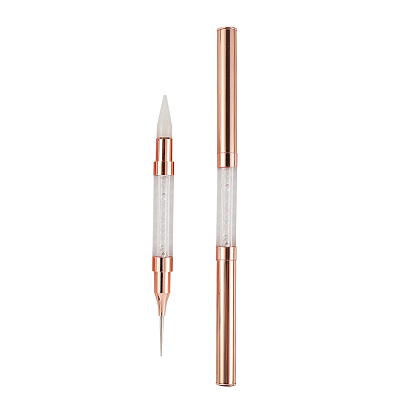 Акриловый двухсторонний набор точечных ручек для дизайна ногтей, с восковым медным наконечником, маникюрный инструмент