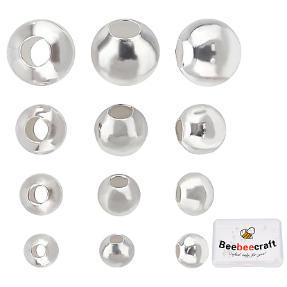 40 Stück 4 Stil 925 Sterling Silber Perlen, Runde