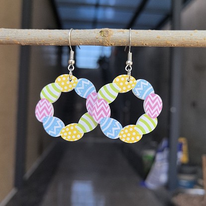 Пасхальные акриловые серьги-подвески, яйцо, платина