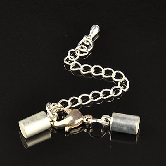 Chain Extender, with Brass End Piece, Alloy Lobster Claw Clasps and Brass Cord Ends, 85mm