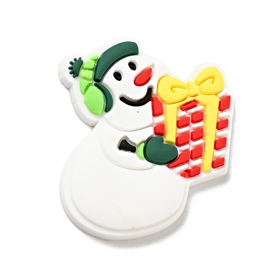 Christmas PVC Plastic Cabochons, Snowman with Gift