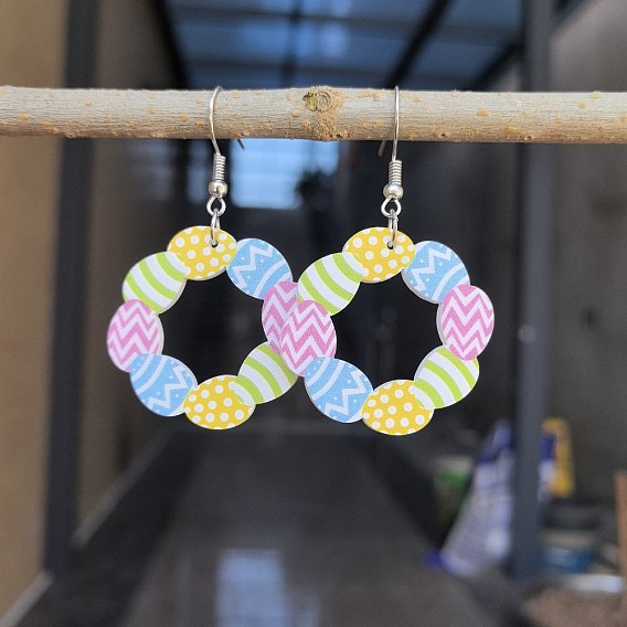 Пасхальные акриловые серьги-подвески, яйцо, платина