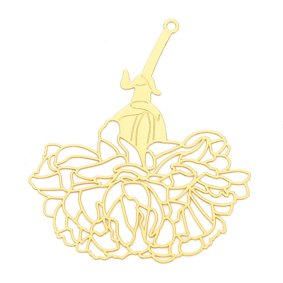 Латунные филигранные большие подвески, цветок, гравированные металлические украшения