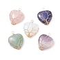 Natural & Synthetic Gemstone Pendants, with Real 18K Gold Plated Copper Wire Wrapped, Heart