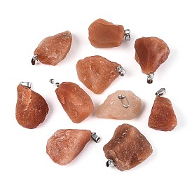 Подвески из необработанного натурального камня, самородки прелести, с 201 защелкой из нержавеющей стали на поручнях, цвет нержавеющей стали