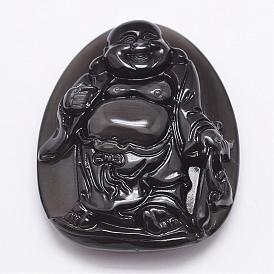 Pendentifs en argile arc-en-ciel obsidienne naturelle, Bouddha