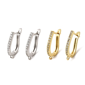 Латунные серьги-кольца из прозрачного кубического циркония, с горизонтальными петлями, запереть