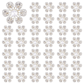 40 шт. 1 пуговицы из сплава со стразами и отверстиями, с имитацией жемчуга, цветок