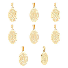 10шт. модные 304 подвески из нержавеющей стали «Леди Гваделупская», плоский овал с девой марией / гуадалупской леди