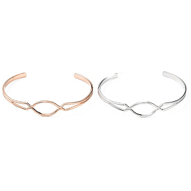 Rack Plating Brass Hollow Oval Open Cuff Bangle, Cadmium Free & Lead Free