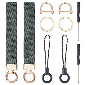 2Наборы брелоков из нейлона и цинкового сплава, для аксессуаров сумки для ключей от машины, с отверткой, подвесное кольцо, с раздельными брелоками, золотые