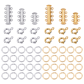 Наборы для самостоятельной сборки защелок-замков, включая 304 открытые соединительные кольца из нержавеющей стали и застежки-слайдеры., 201 пружинные кольца из нержавеющей стали