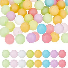 160Pcs 8 Colors Luminous Silicone Beads, Round