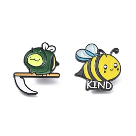 Bee Enamel Pins, Electrophoresis Black Alloy Cartoon Brooch for Backpack Clothes