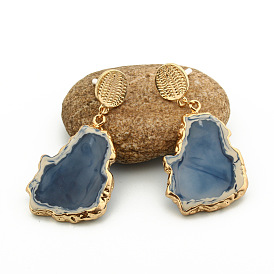 Bold Resin Earrings with Irregular Agate-like Design - Statement Dangle Jewelry