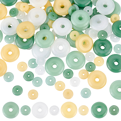 120Pcs 8 Style Imitation Jade & Transparent Spray Painted Glass Beads, Peace Buckle