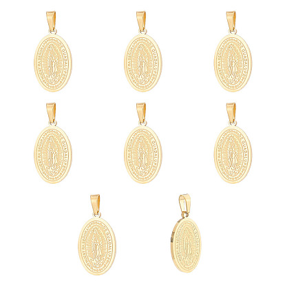 10шт. модные 304 подвески из нержавеющей стали «Леди Гваделупская», плоский овал с девой марией / гуадалупской леди
