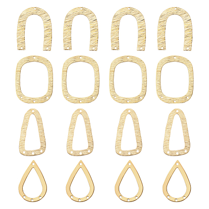 24 шт. 4 стиль латунные звенья для люстр, прямоугольник со скругленными углами, треугольник, арка и капля