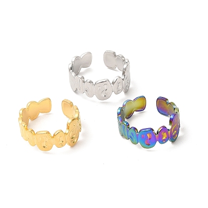 304 Stainless Steel Twist Oval Open Cuff Ring for Women