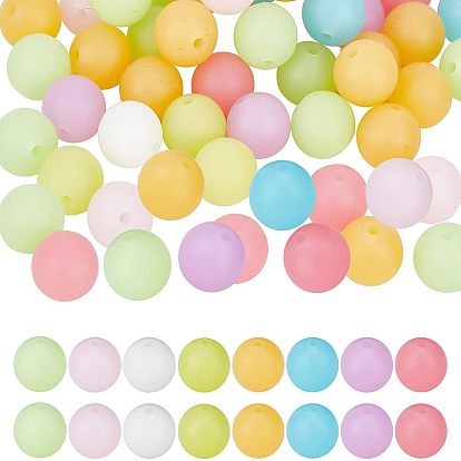160Pcs 8 Colors Luminous Silicone Beads, Round