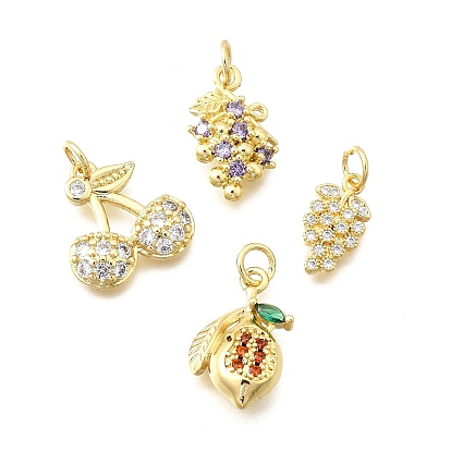 Латунные микро проложить кубического циркония подвески, без кадмия и без свинца, фрукты, с целью перехода в кольце, реальный 18 k позолоченный